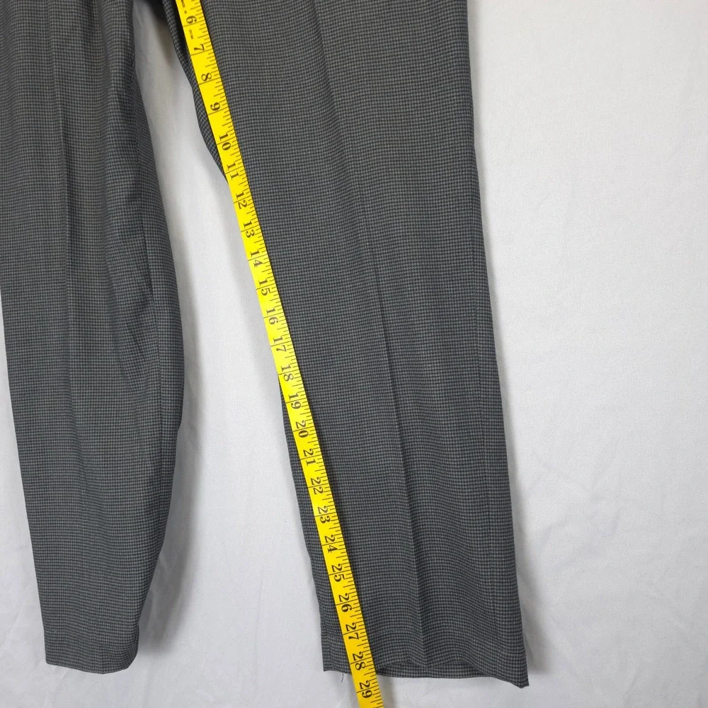 Ralph Lauren Men 34x28 Grey Houndstooth Dress Pants Flat Front Straight Leg‎